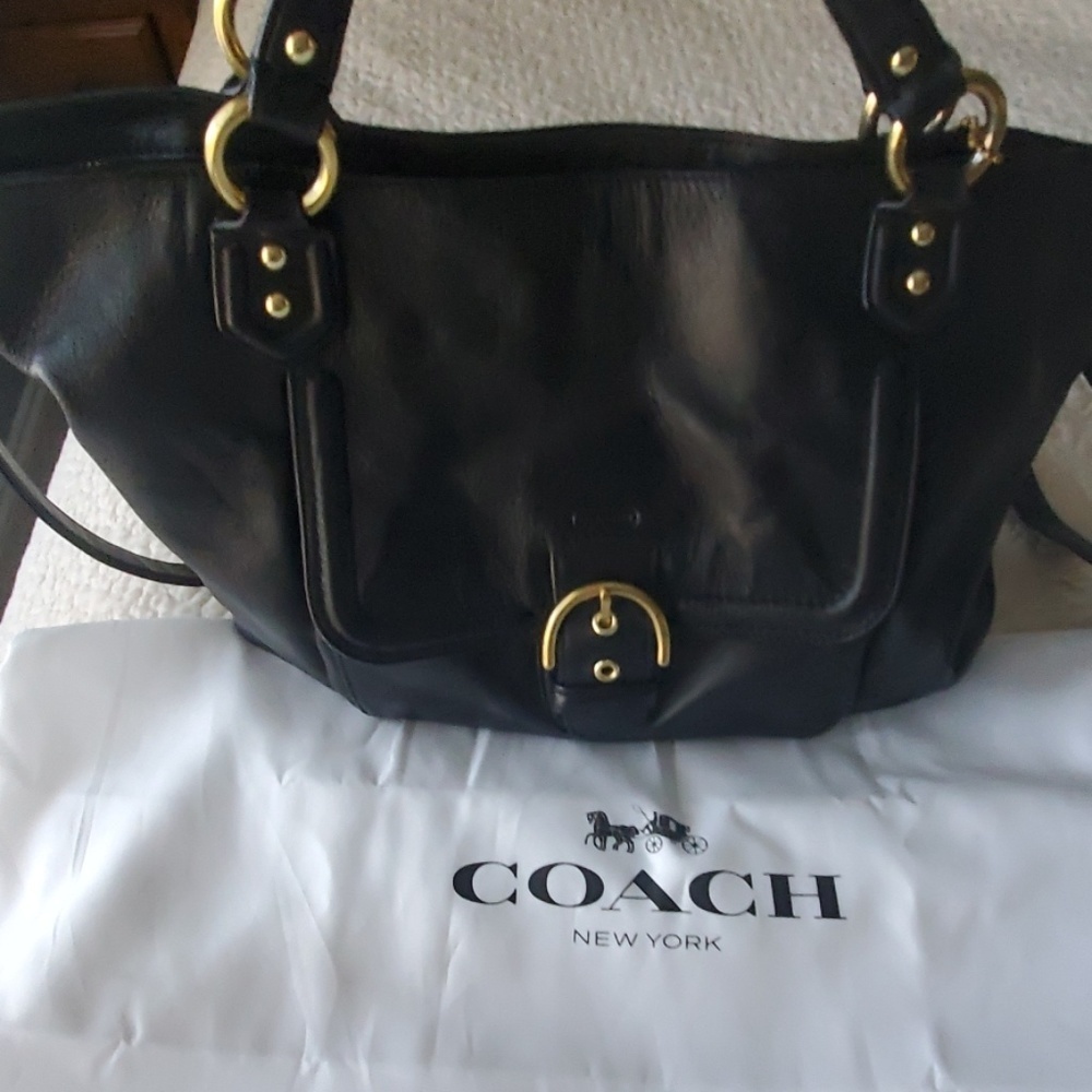 Vintage Coach Campbell leather fashion satchel with brass accents